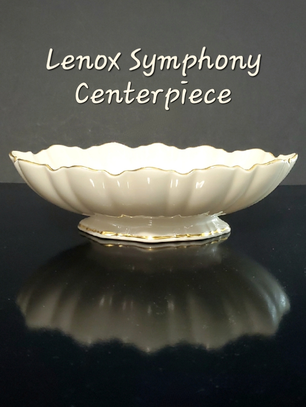 10 7/8" Lenox Symphony Ivory Porcelain oval Centerpiece bowl 24K Trim